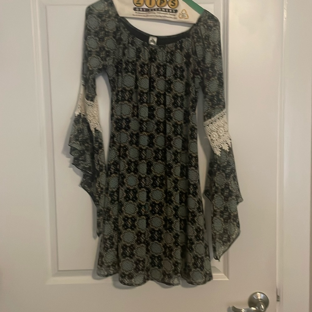 Navy/teal print dress